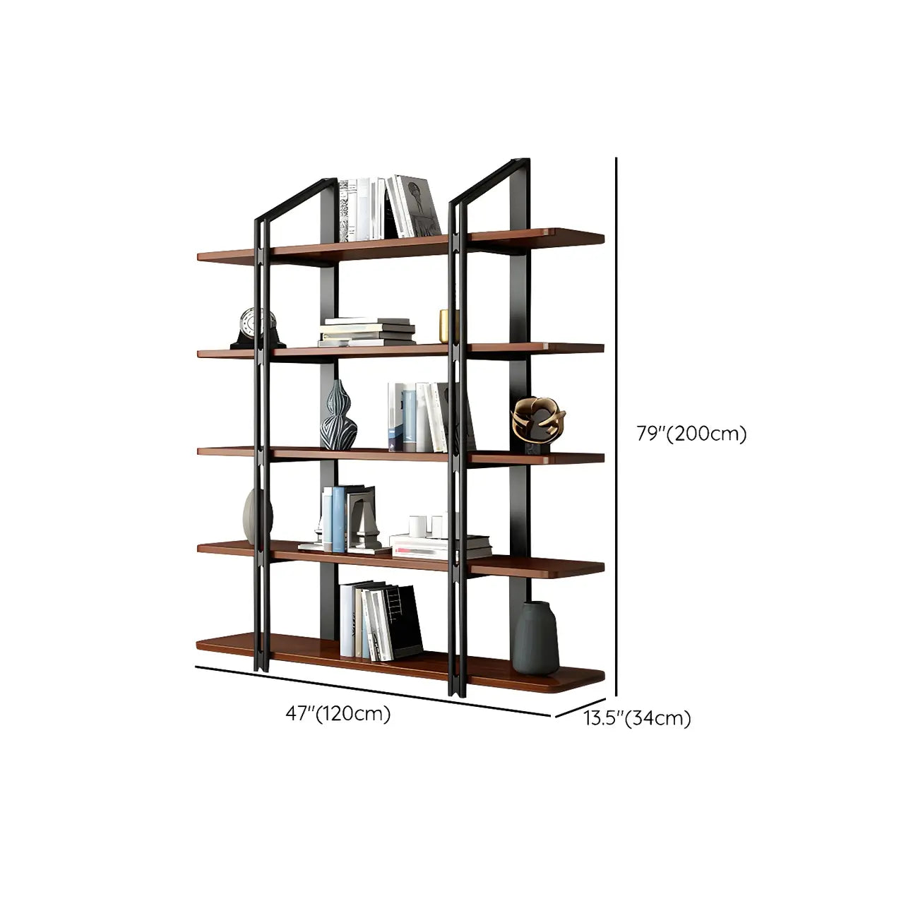Étagère bibliothèque ouverte à 5 niveaux en pin