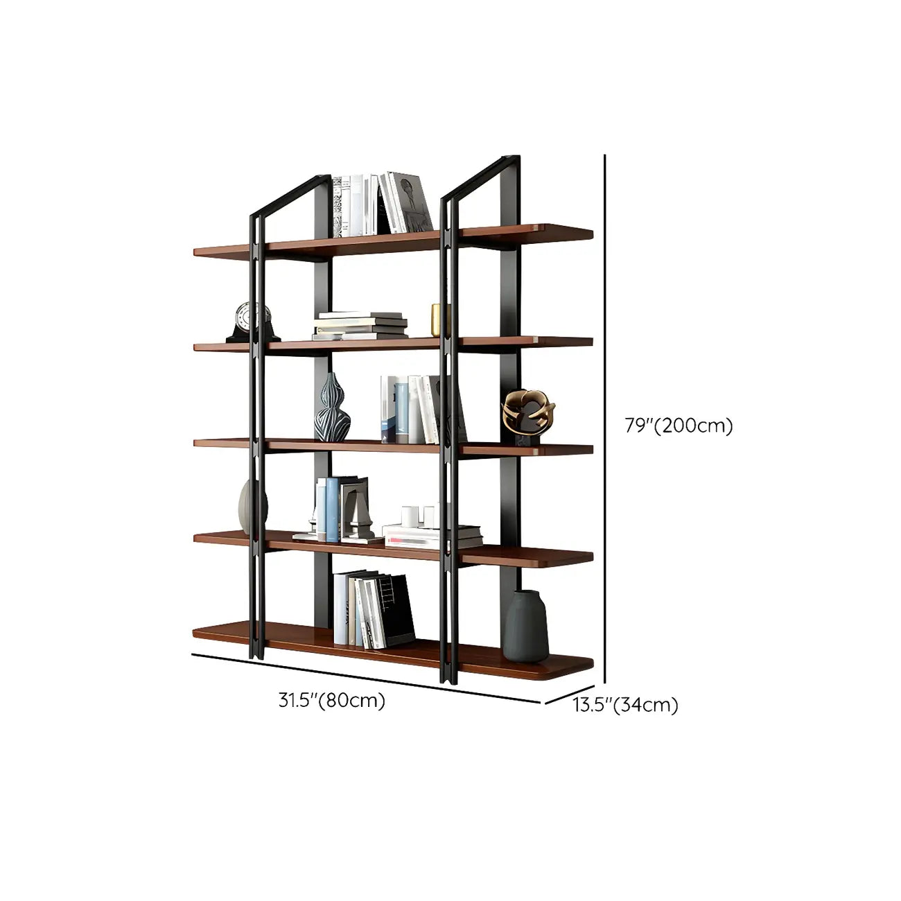 Étagère bibliothèque ouverte à 5 niveaux en pin