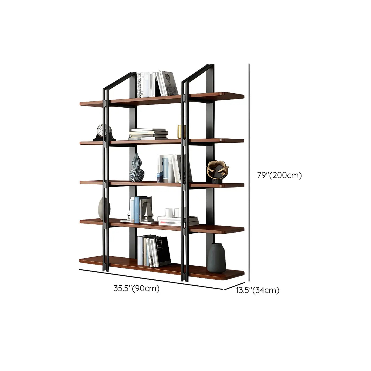 Étagère bibliothèque ouverte à 5 niveaux en pin