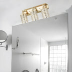 Applique murale cylindrique en cristal doré pour salle de bain