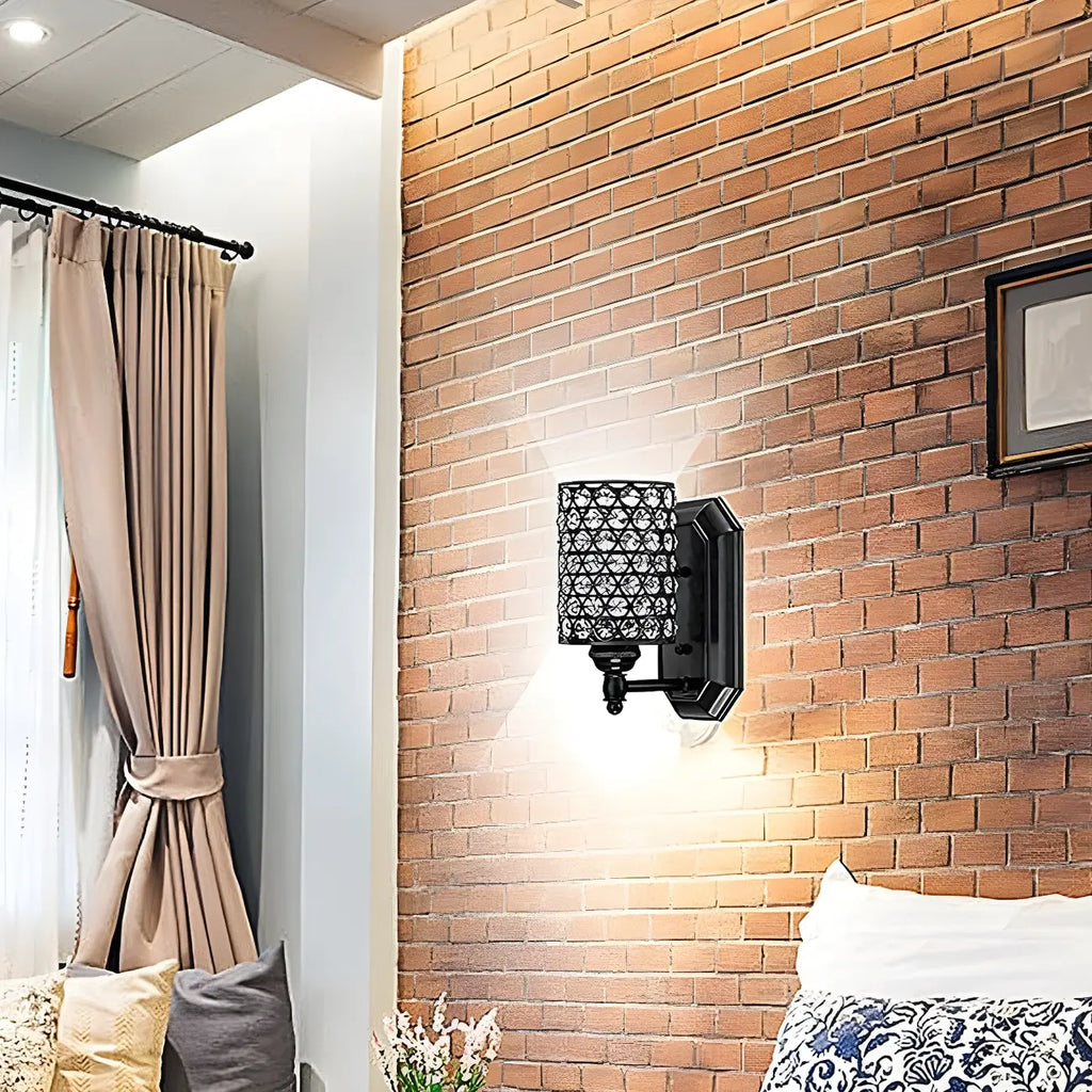 Applique murale cylindrique en cristal doré pour salle de bain
