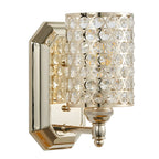 Applique murale cylindrique en cristal doré pour salle de bain