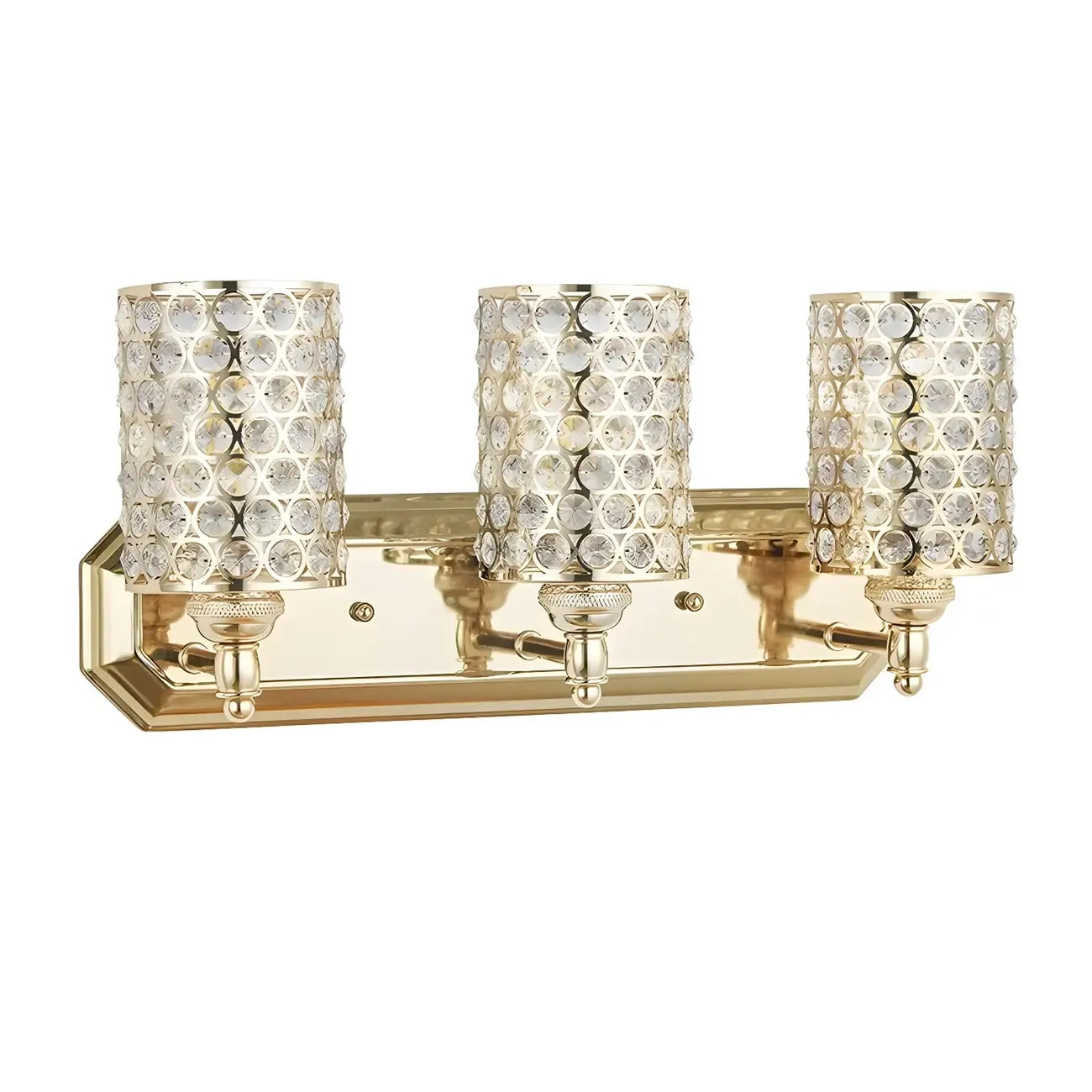 Applique murale cylindrique en cristal doré pour salle de bain
