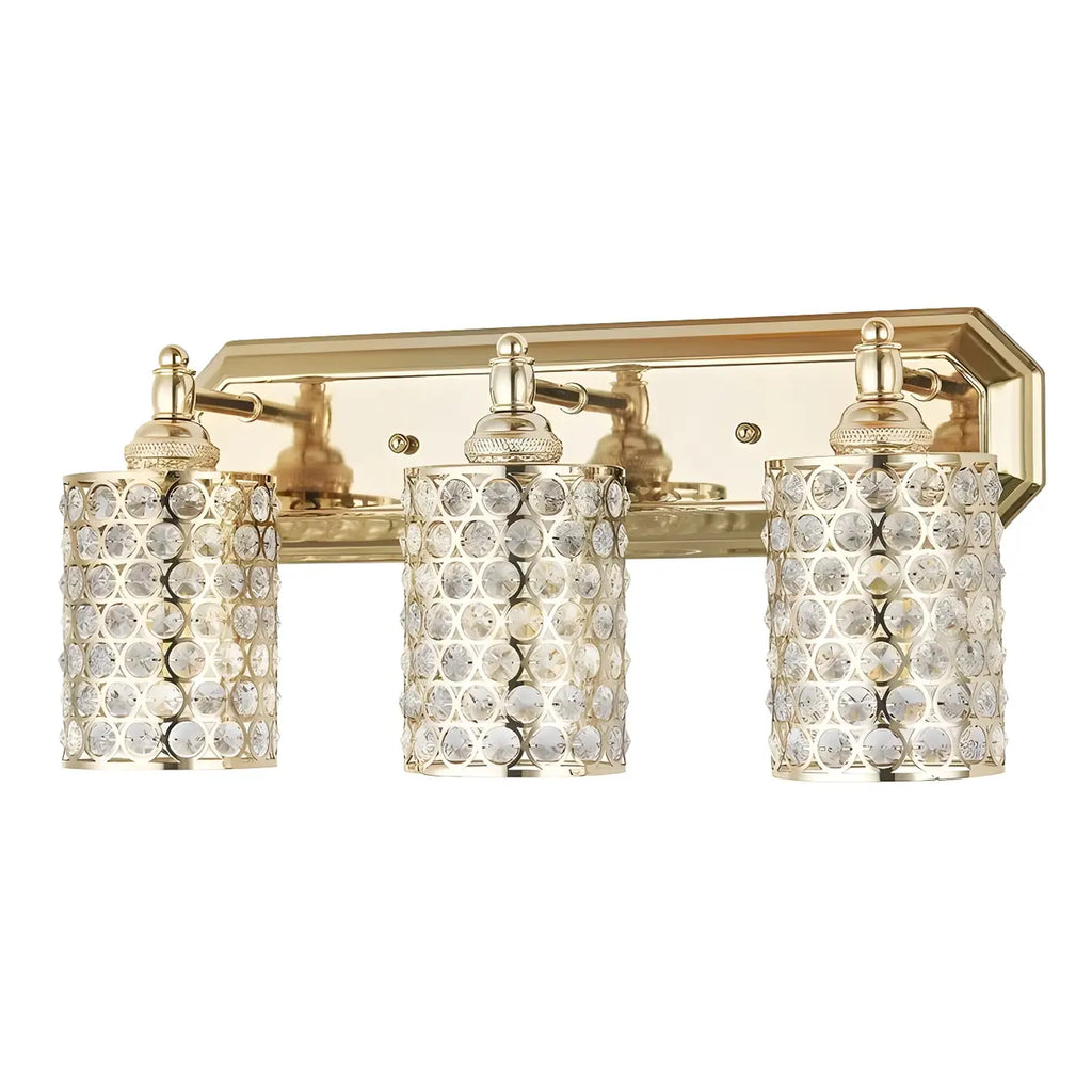 Applique murale cylindrique en cristal doré pour salle de bain