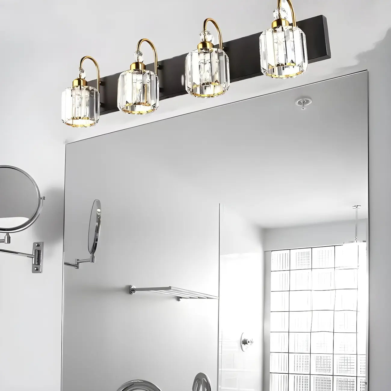 Applique murale moderne et glamour en cristal pour salle de bain