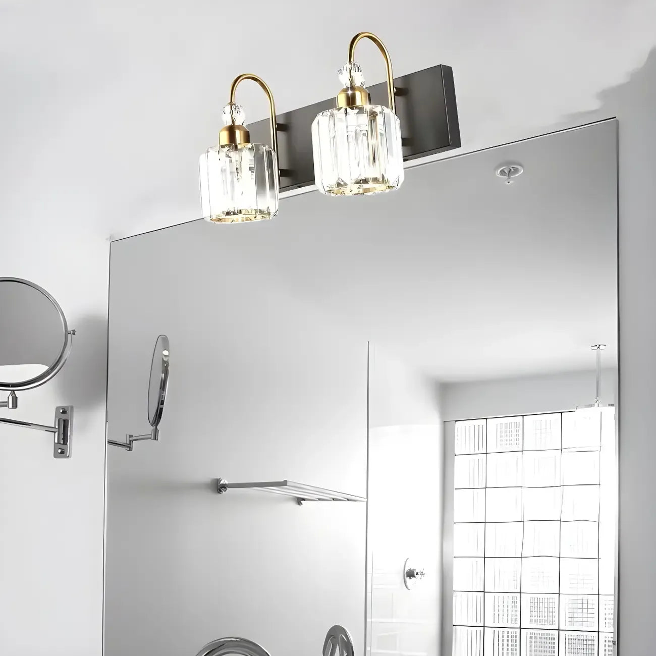 Applique murale moderne et glamour en cristal pour salle de bain