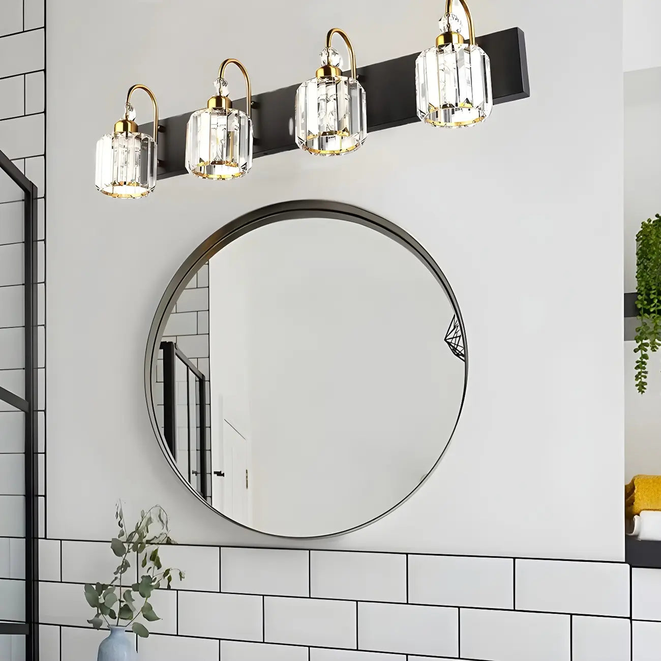 Applique murale moderne et glamour en cristal pour salle de bain