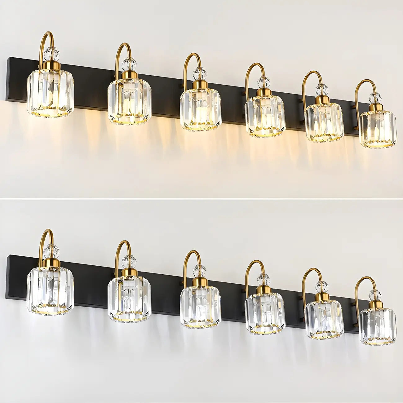 Applique murale moderne et glamour en cristal pour salle de bain