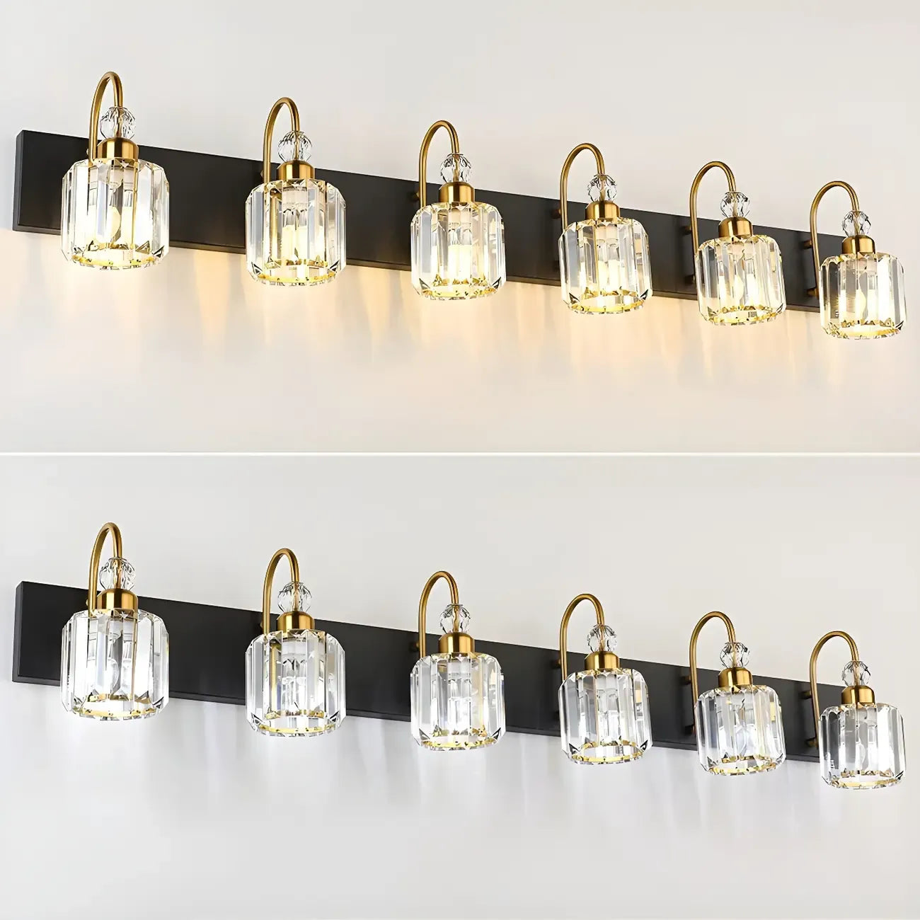 Applique murale moderne et glamour en cristal pour salle de bain