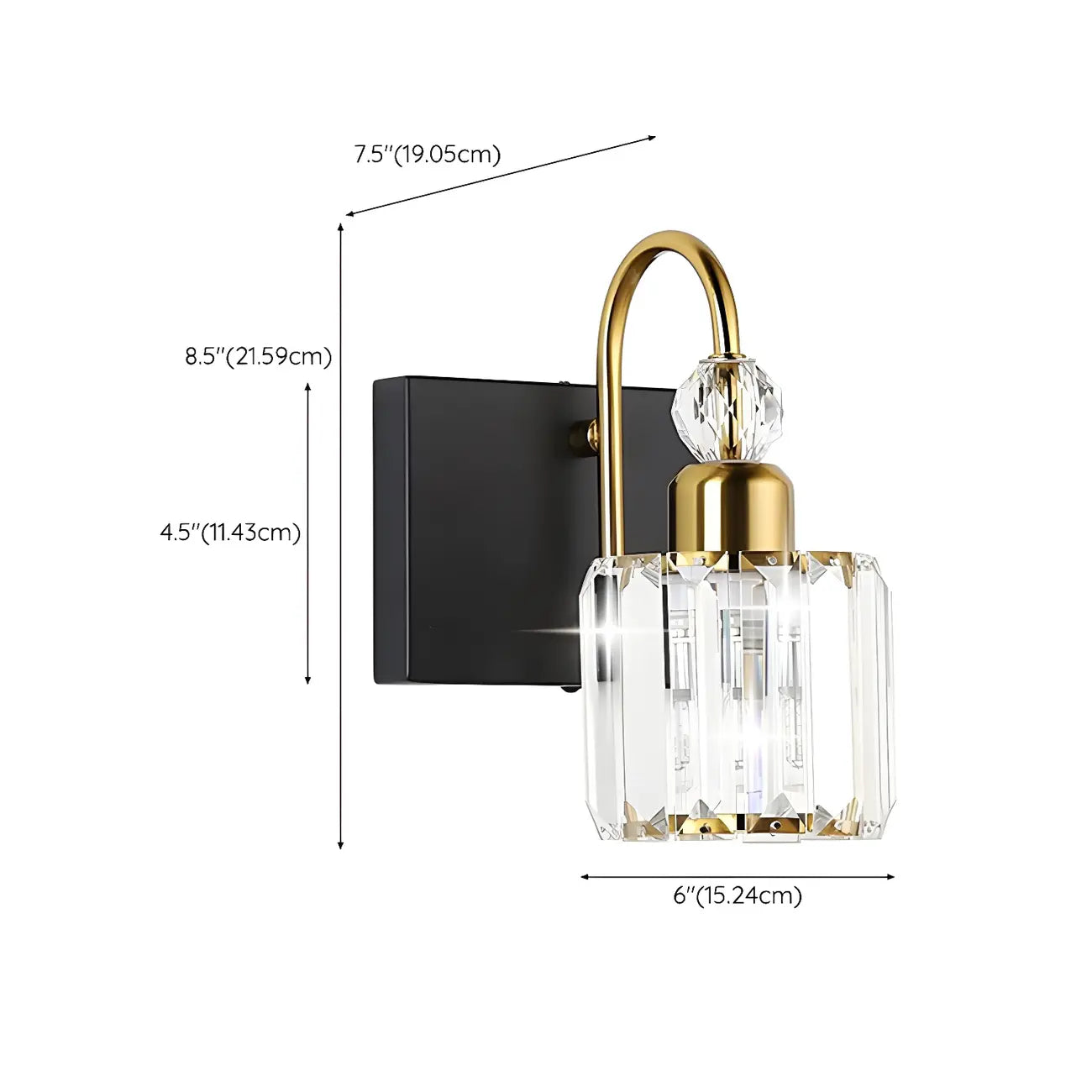 Applique murale moderne et glamour en cristal pour salle de bain