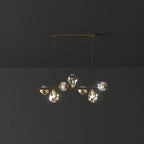 Suspension contemporaine linéaire en cristal pour îlot de lumière