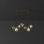 Suspension contemporaine linéaire en cristal pour îlot de lumière