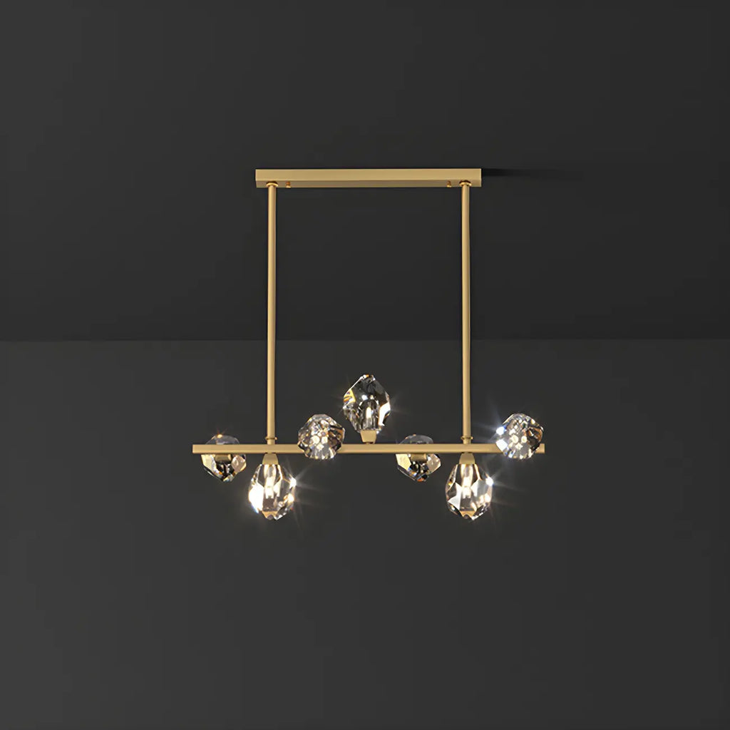 Suspension contemporaine linéaire en cristal pour îlot de lumière