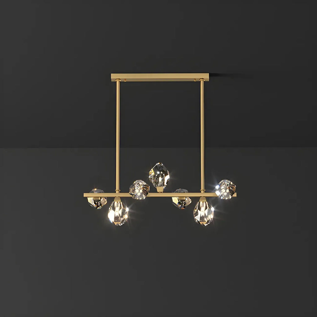 Suspension contemporaine linéaire en cristal pour îlot de lumière