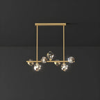 Suspension contemporaine linéaire en cristal pour îlot de lumière
