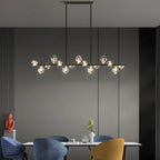 Suspension contemporaine linéaire en cristal pour îlot de lumière