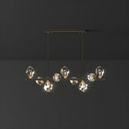 Suspension contemporaine linéaire en cristal pour îlot de lumière