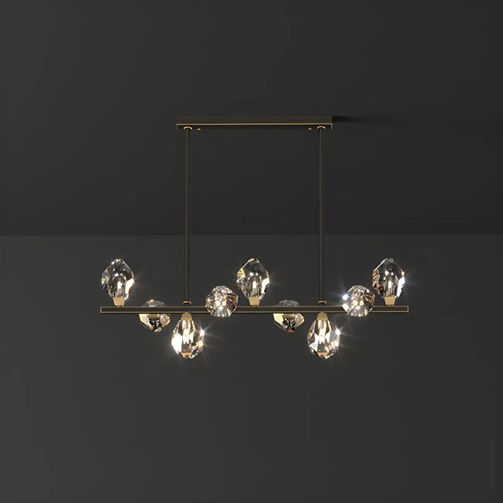 Suspension contemporaine linéaire en cristal pour îlot de lumière