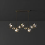 Suspension contemporaine linéaire en cristal pour îlot de lumière