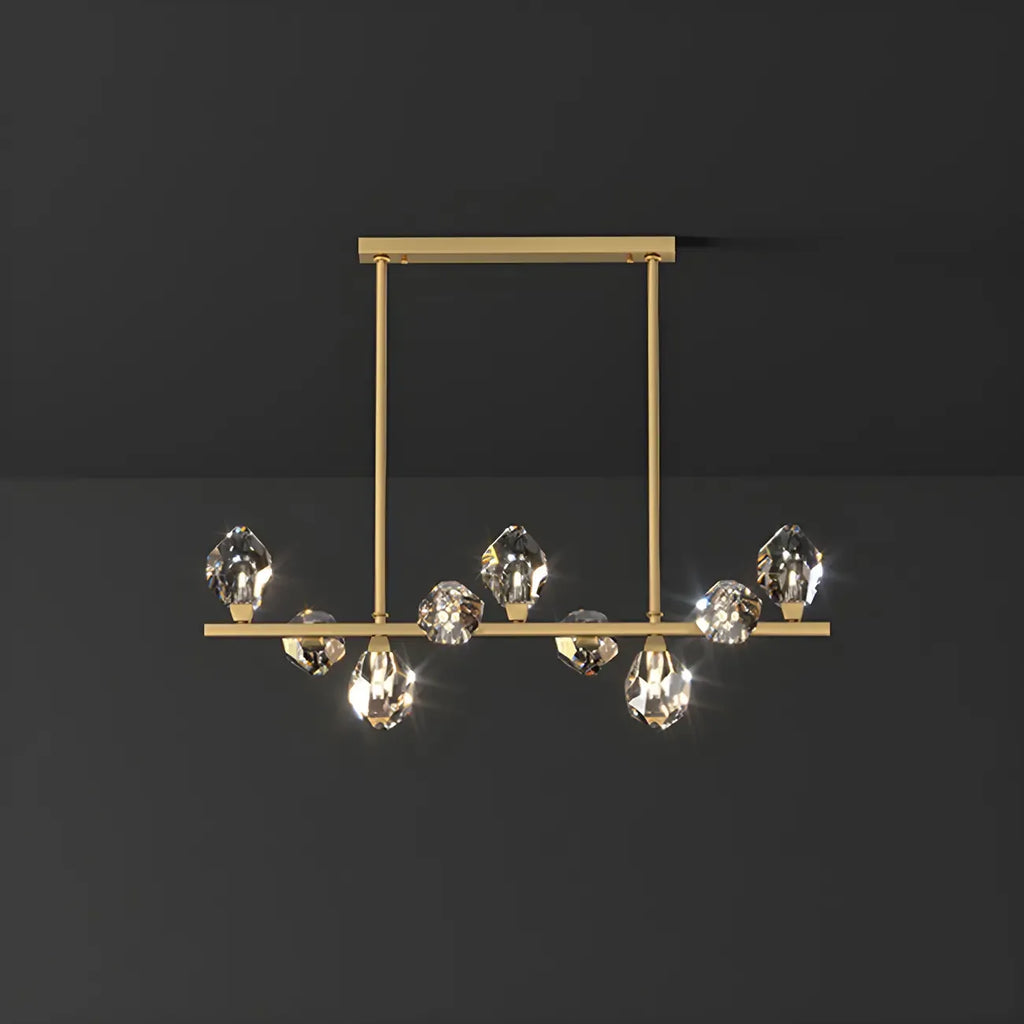 Suspension contemporaine linéaire en cristal pour îlot de lumière