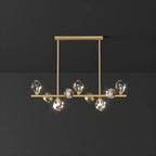 Suspension contemporaine linéaire en cristal pour îlot de lumière