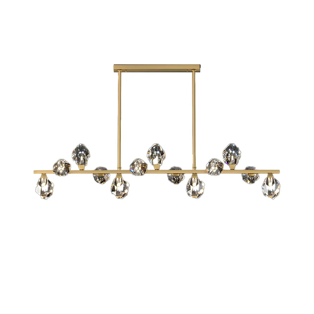 Suspension contemporaine linéaire en cristal pour îlot de lumière