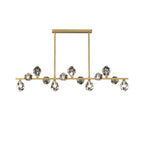 Suspension contemporaine linéaire en cristal pour îlot de lumière