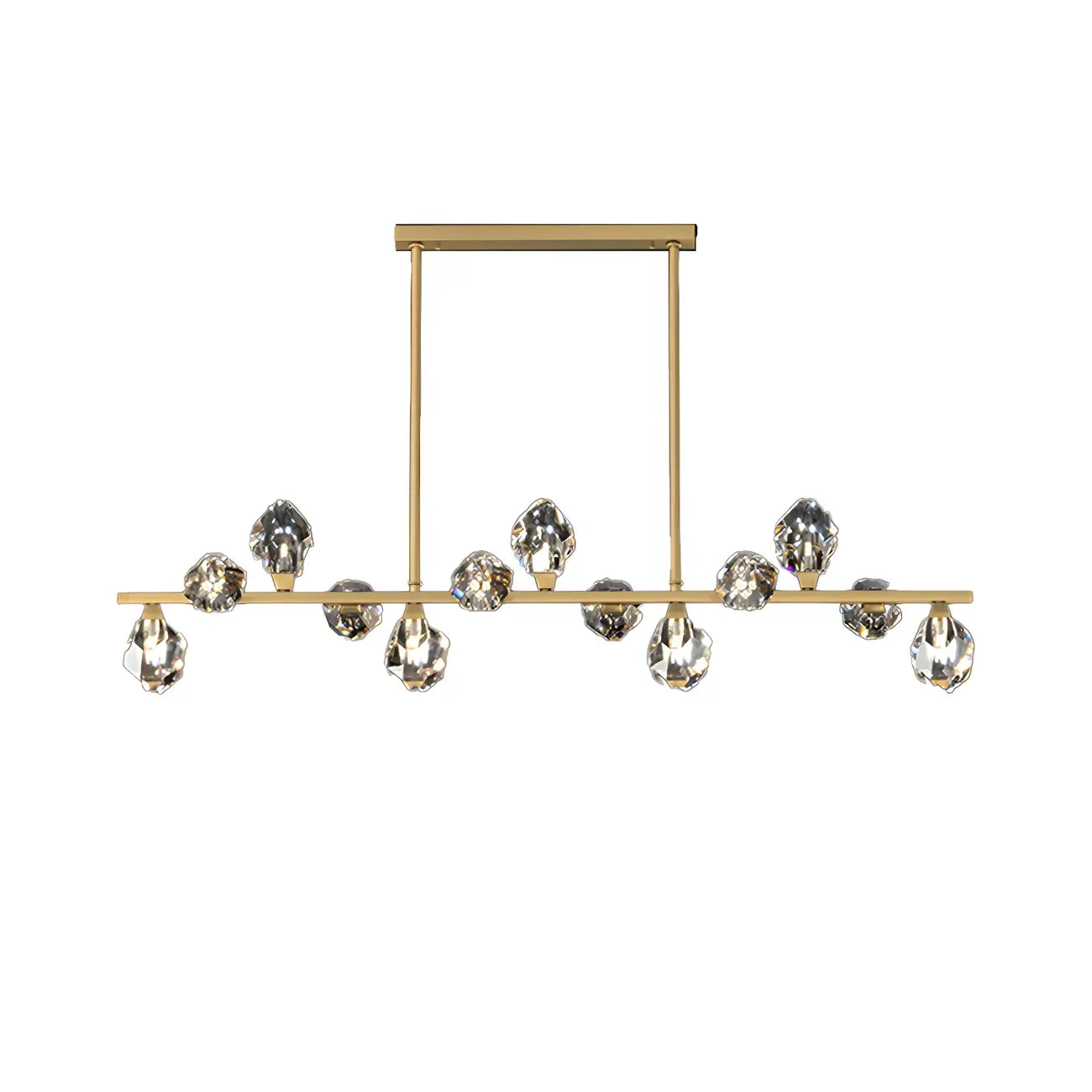 Suspension contemporaine linéaire en cristal pour îlot de lumière