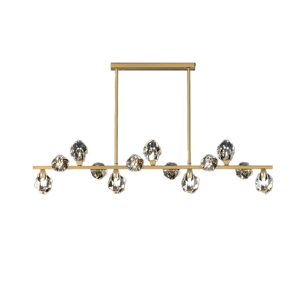 Suspension contemporaine linéaire en cristal pour îlot de lumière