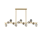 Suspension contemporaine linéaire en cristal pour îlot de lumière