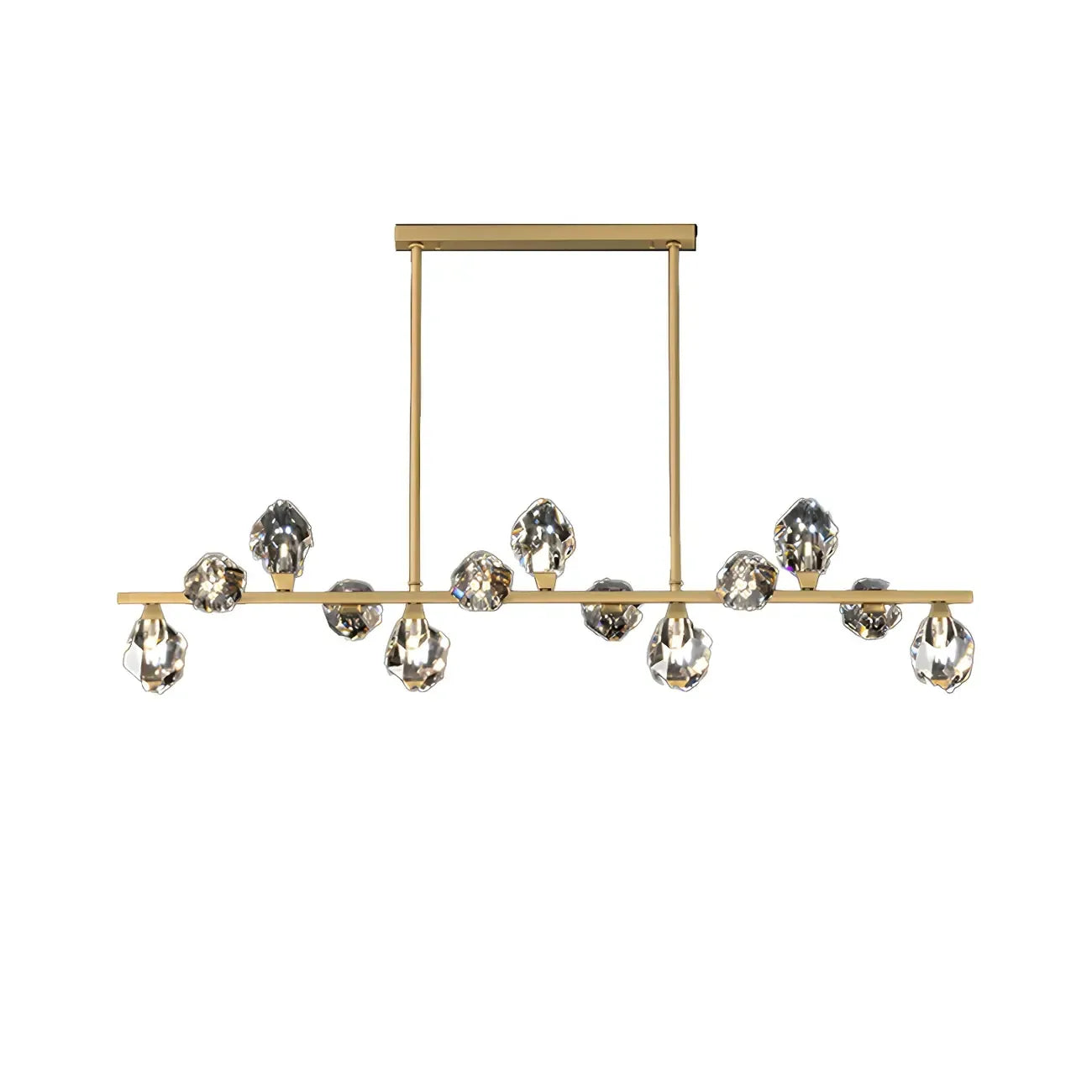 Suspension contemporaine linéaire en cristal pour îlot de lumière