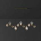 Suspension contemporaine linéaire en cristal pour îlot de lumière