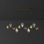 Suspension contemporaine linéaire en cristal pour îlot de lumière