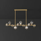 Suspension contemporaine linéaire en cristal pour îlot de lumière