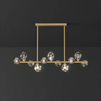 Suspension contemporaine linéaire en cristal pour îlot de lumière