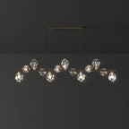 Suspension contemporaine linéaire en cristal pour îlot de lumière