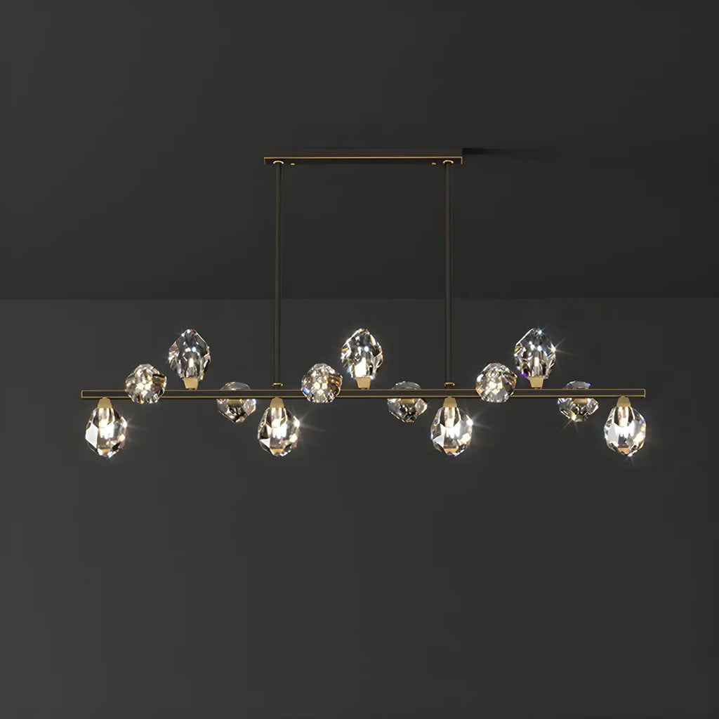 Suspension contemporaine linéaire en cristal pour îlot de lumière
