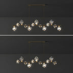 Suspension contemporaine linéaire en cristal pour îlot de lumière