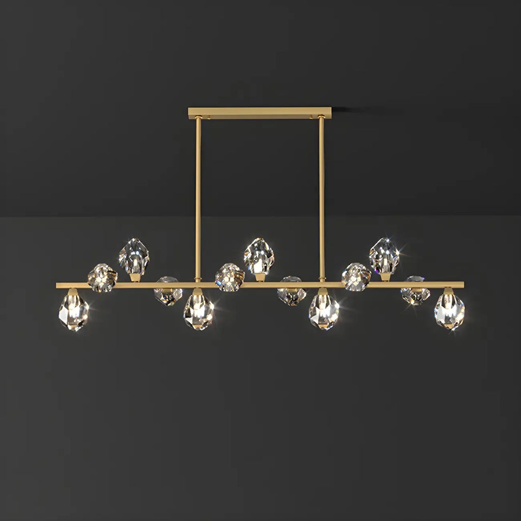 Suspension contemporaine linéaire en cristal pour îlot de lumière
