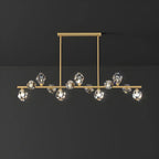 Suspension contemporaine linéaire en cristal pour îlot de lumière