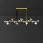 Suspension contemporaine linéaire en cristal pour îlot de lumière