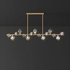 Suspension contemporaine linéaire en cristal pour îlot de lumière
