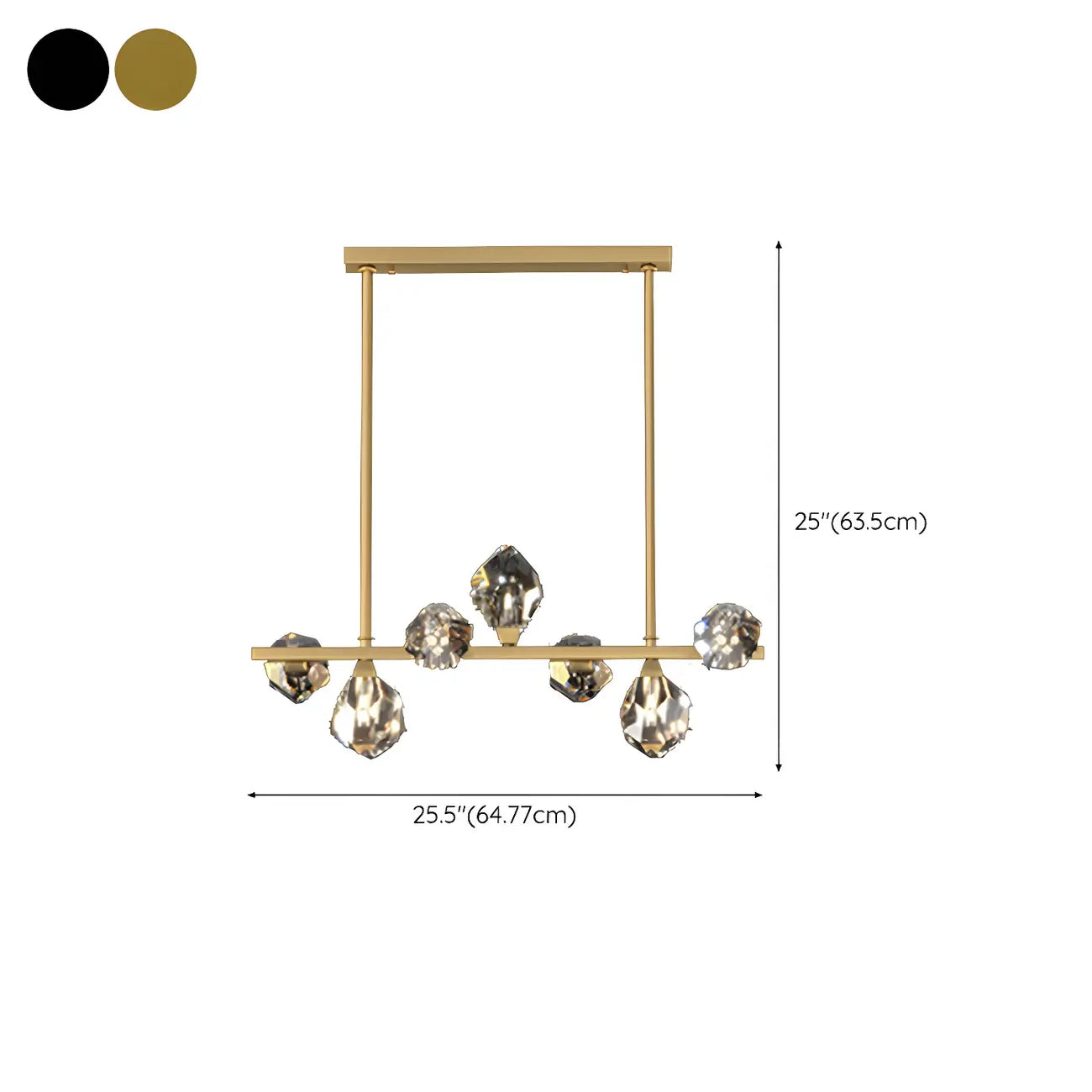 Suspension contemporaine linéaire en cristal pour îlot de lumière
