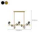 Suspension contemporaine linéaire en cristal pour îlot de lumière