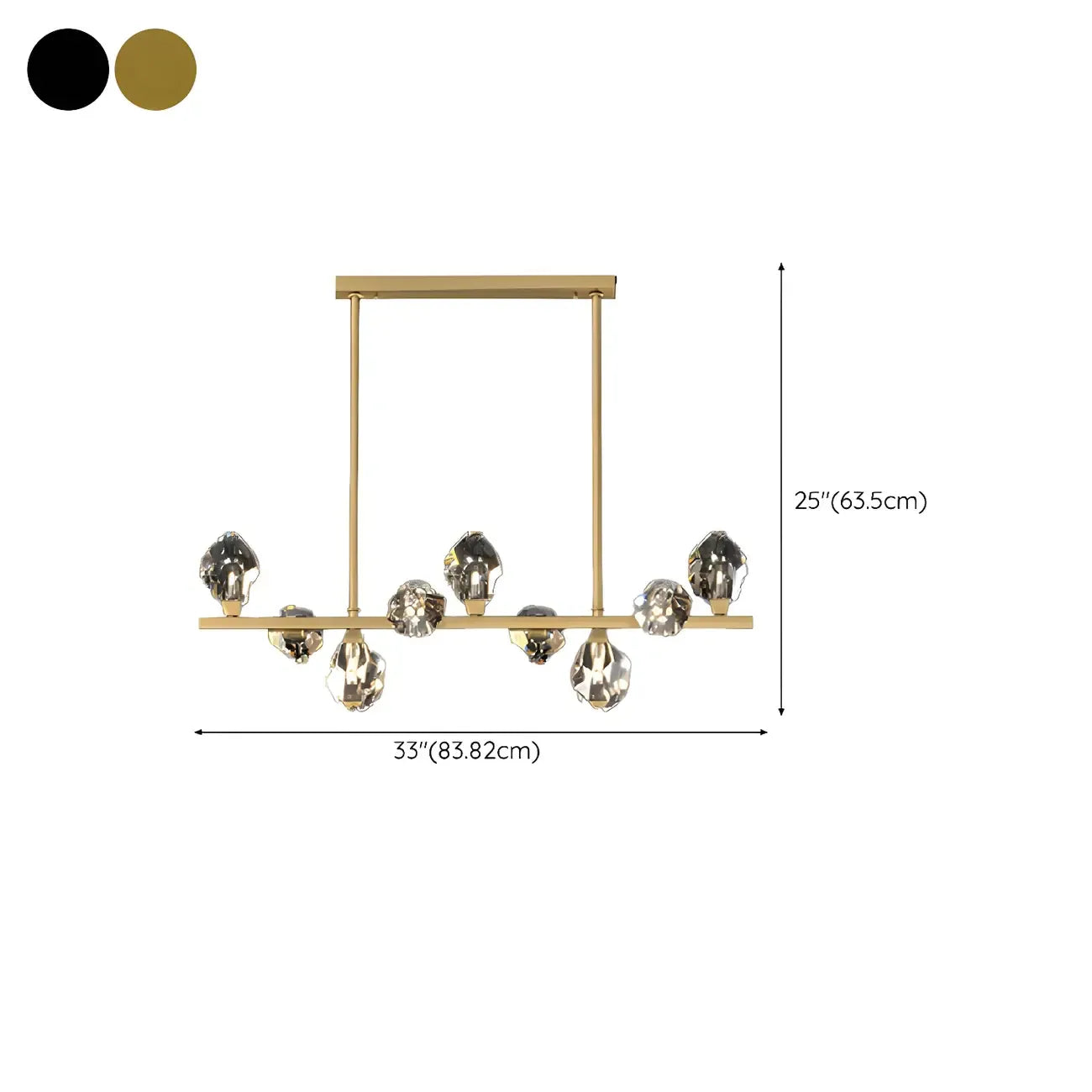 Suspension contemporaine linéaire en cristal pour îlot de lumière