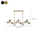 Suspension contemporaine linéaire en cristal pour îlot de lumière