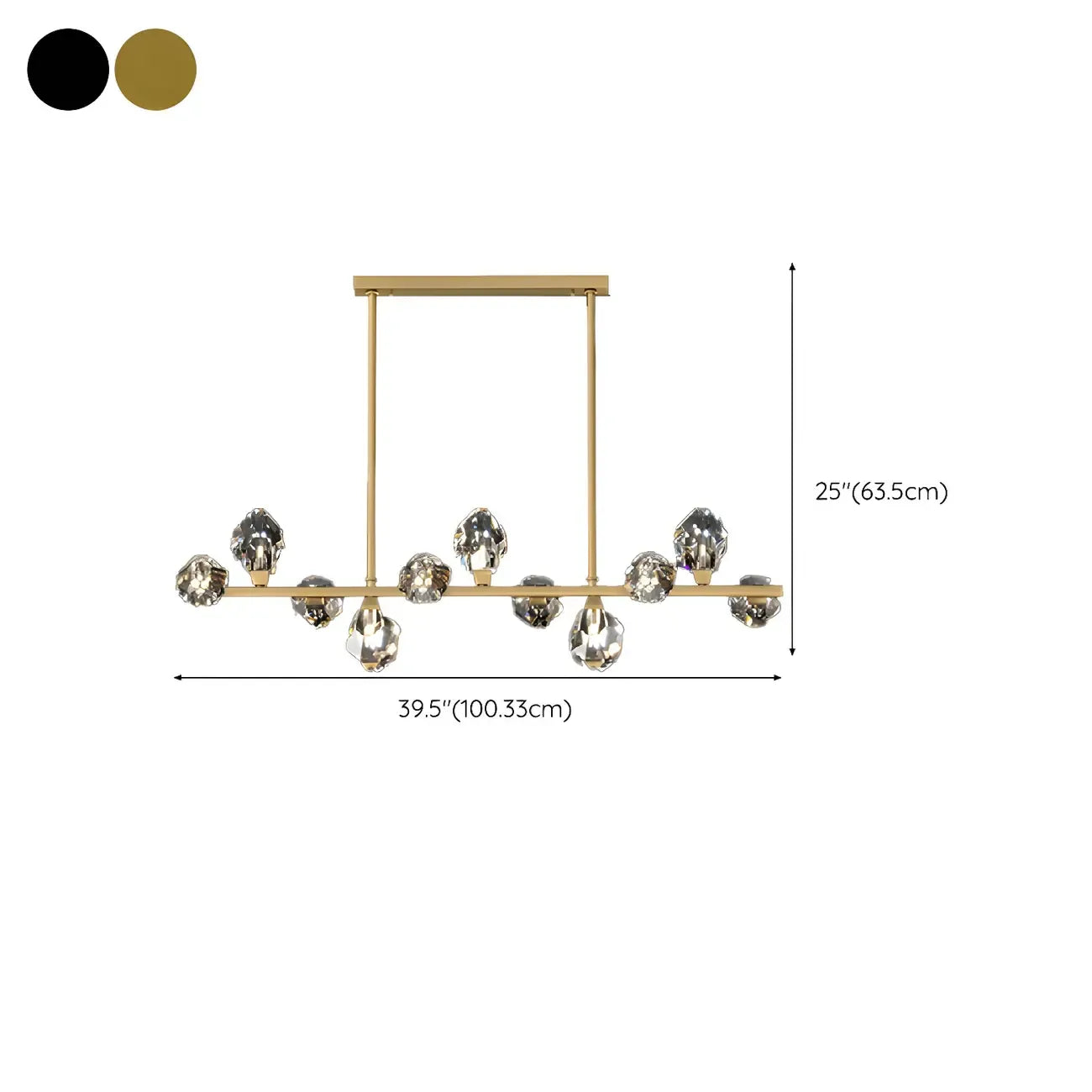 Suspension contemporaine linéaire en cristal pour îlot de lumière
