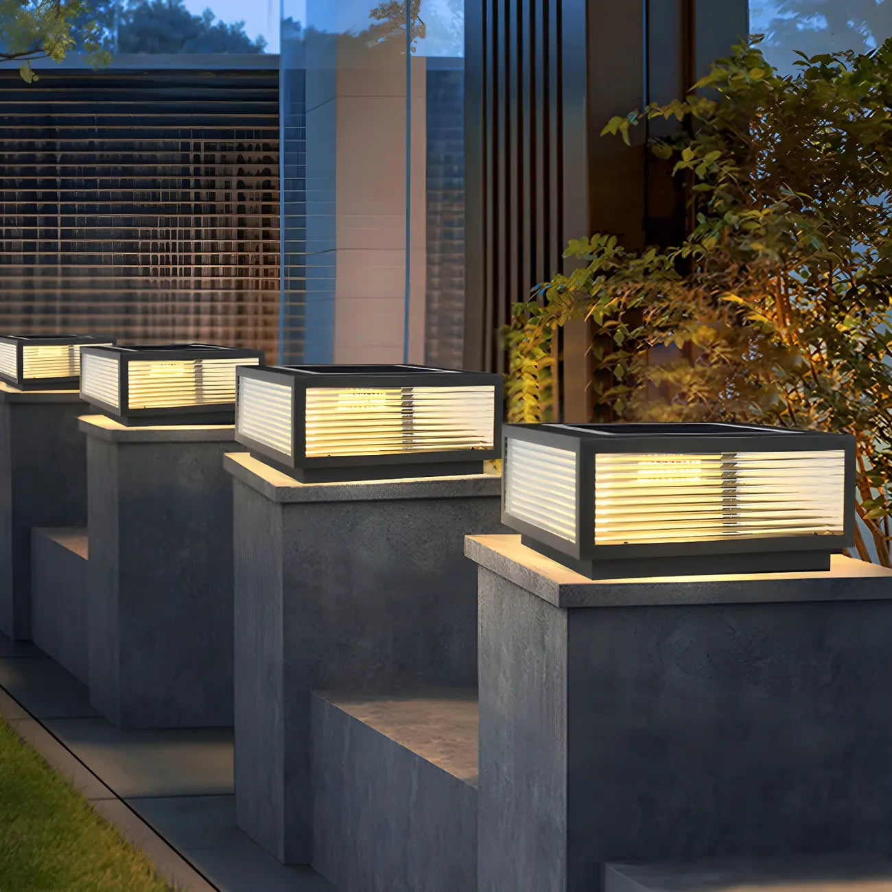 Lampes solaires d'extérieur rectangulaires noires à couleurs changeantes