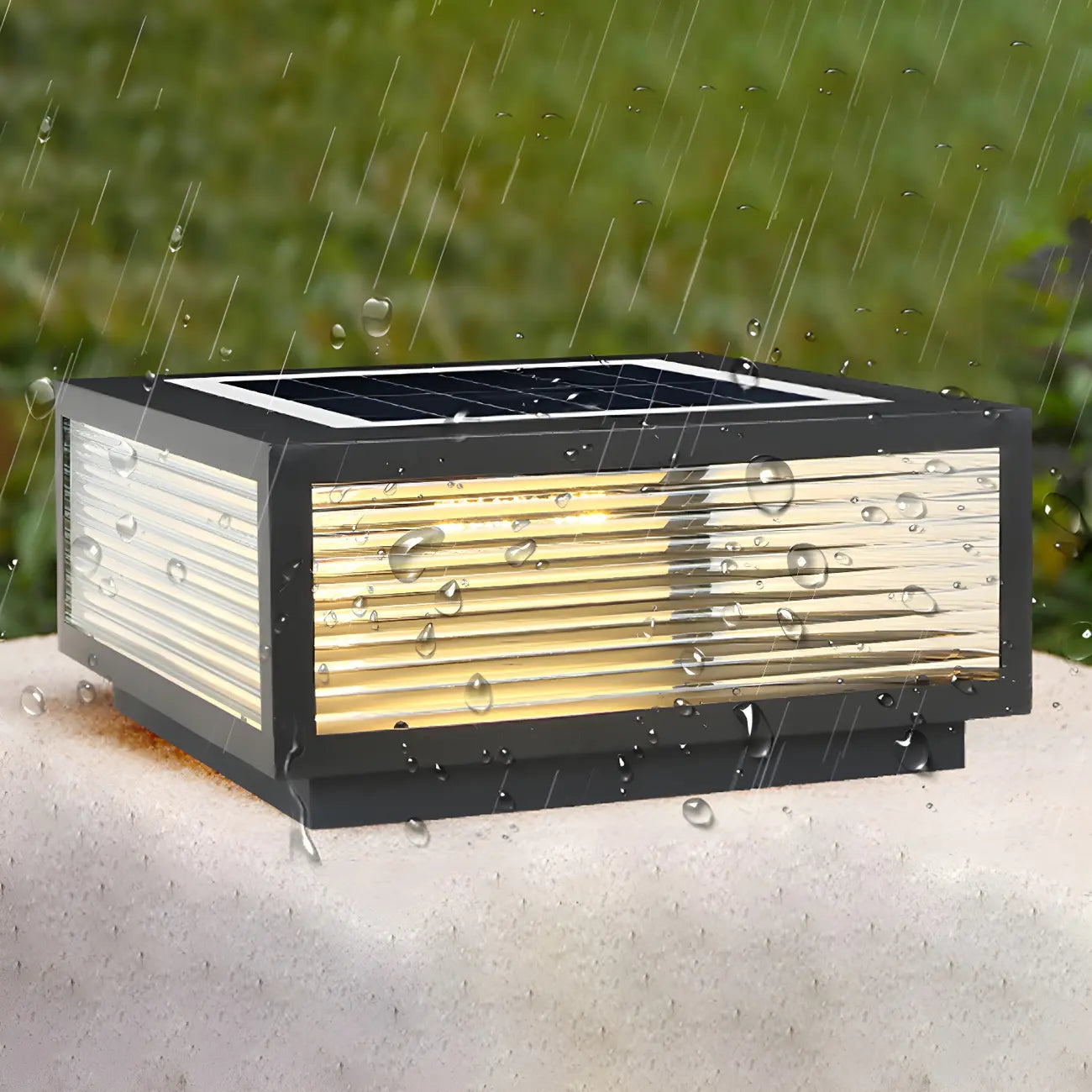Lampes solaires d'extérieur rectangulaires noires à couleurs changeantes