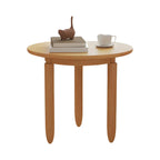Table basse ronde moderne en bois marron avec tiroir en verre